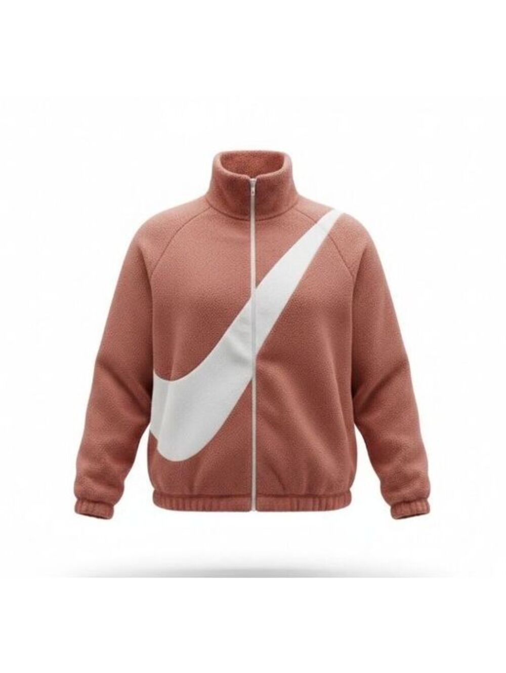 Nike Sportswear Big Swoosh Reversible Boa Jacket Fleece Sherpa Redwood Medium